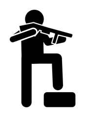 Poster - Gun man murder icon. Simple warning armed man icons for ui and ux website or mobile application on white background