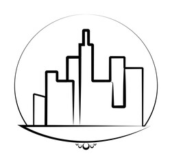 Poster - city building icon. Element of landscape icon for mobile concept and web apps. Hand drawn city building icon can be used for web and mobile on white background