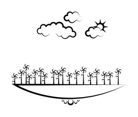 Poster - flowers sun cloud icon. Element of landscape icon for mobile concept and web apps. Hand drawn flowers sun cloud icon can be used for web and mobile on white background