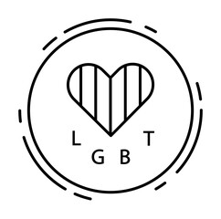 Poster - Heart, love, lgbt icon. Simple line, outline sexual minoritie icons in circle for ui and ux, website or mobile application on white background