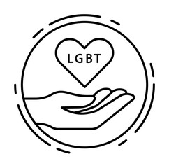 Poster - Heart, hand, lgbt icon. Simple line, outline sexual minoritie icons in circle for ui and ux, website or mobile application on white background