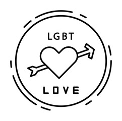 Poster - Heart, love, lgbt icon. Simple line, outline sexual minoritie icons in circle for ui and ux, website or mobile application on white background