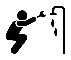 Poster - Water, cogwheel, wrench, man icon. Element of manufacturing icon. Premium quality graphic design icon. Signs and symbols collection icon for websites, web design on white background