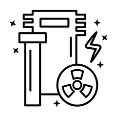 Sticker - Machine nuclear icon. Simple line outline of nuclear energy icons for ui and ux website or mobile application on white background