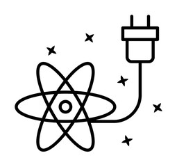 Poster - Atoms science electron icon. Simple line outline of nuclear energy icons for ui and ux website or mobile application on white background