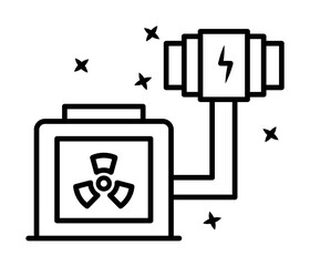 Poster - Battery nuclear charge icon. Simple line outline of nuclear energy icons for ui and ux website or mobile application on white background