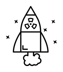 Poster - Nuclear rocket bomb icon. Simple line outline of nuclear energy icons for ui and ux website or mobile application on white background