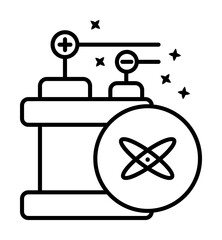 Poster - Nuclear atomic structure icon. Simple line outline of nuclear energy icons for ui and ux website or mobile application on white background