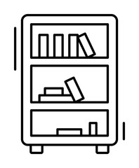 Poster - Bookcase, books icon. Simple line, outline elements of office tool icons for ui and ux, website or mobile application on white background