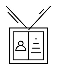 Poster - ID card icon. Simple line, outline elements of office tool icons for ui and ux, website or mobile application on white background