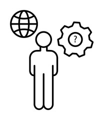 Wall Mural - Globe man gear icon. Element of overpopulation icon on white background