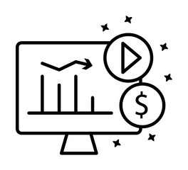 Fototapete - Computer dollar online icon. Simple line, outline of project management icons for ui and ux, website or mobile application on white background