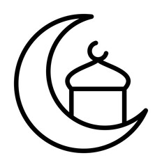 Poster - Moon mosque Ramadan icon. Simple line elements of islam icons for ui and ux, website or mobile application on white background