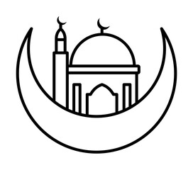 Poster - Ramadan, Moon, mosque icon. Simple line, outline religion icons for ui and ux, website or mobile application on white background