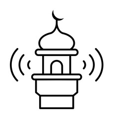 Wall Mural - Adhan call, mosque icon. Simple line, outline religion icons for ui and ux, website or mobile application on white background