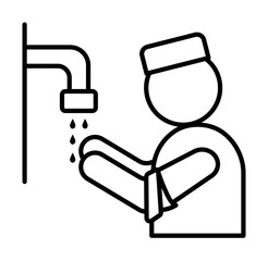 Poster - Islamic Ghusl, water, shower icon. Simple line, outline religion icons for ui and ux, website or mobile application on white background