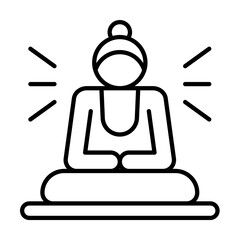 Sticker - Buddha sitting icon. Simple line, outline religion icons for ui and ux, website or mobile application on white background