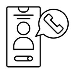 Poster - Smartphone call user icon. Simple line, outline of phone application icons for ui and ux, website or mobile application on white background