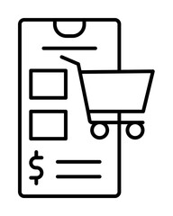 Fototapete - Smartphone online shop icon. Simple line, outline of phone application icons for ui and ux, website or mobile application on white background