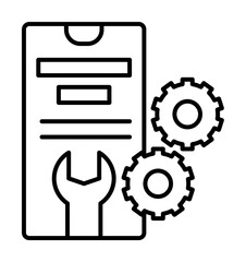 Canvas Print - Smartphone configuration gear icon. Simple line, outline of phone application icons for ui and ux, website or mobile application on white background