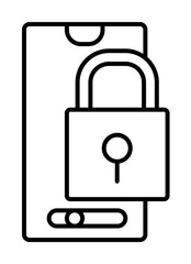 Fototapete - Smartphone lock security icon. Simple line, outline of phone application icons for ui and ux, website or mobile application on white background