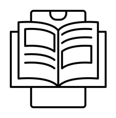 Poster - Smartphone book icon. Simple line, outline of phone application icons for ui and ux, website or mobile application on white background