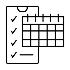 Fototapete - Smartphone calendar icon. Simple line, outline of phone application icons for ui and ux, website or mobile application on white background