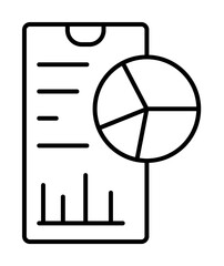 Fototapete - Smartphone graphic icon. Simple line, outline of phone application icons for ui and ux, website or mobile application on white background