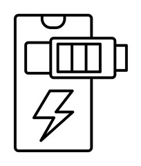 Poster - Smartphone battery icon. Simple line, outline of phone application icons for ui and ux, website or mobile application on white background