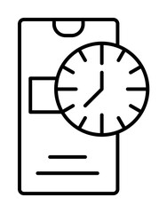 Fototapete - Smartphone clock time icon. Simple line, outline of phone application icons for ui and ux, website or mobile application on white background
