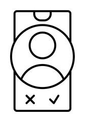 Fototapete - Smartphone user icon. Simple line, outline of phone application icons for ui and ux, website or mobile application on white background
