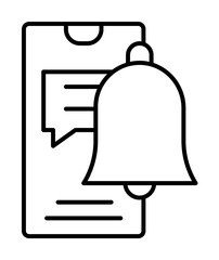 Fototapete - Smartphone bell notification icon. Simple line, outline of phone application icons for ui and ux, website or mobile application on white background