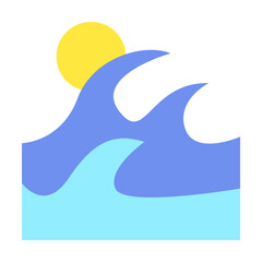 Poster - Wave, sun icon. Simple color elements of vacation icons for ui and ux, website or mobile application on white background