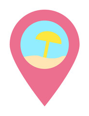 Poster - Location pin, beach icon. Simple color elements of vacation icons for ui and ux, website or mobile application on white background