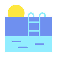 Poster - Pool, sun icon. Simple color elements of vacation icons for ui and ux, website or mobile application on white background