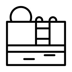 Poster - Pool, sun icon. Simple line, outline elements of vacation icons for ui and ux, website or mobile application on white background