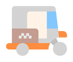 Poster - Tuk tuk, car icon. Simple color elements of taxi service icons for ui and ux, website or mobile application on white background