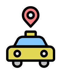 Poster - Location icon. Simple color with outline elements of taxi service icons for ui and ux, website or mobile application on white background
