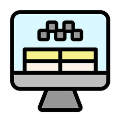 Sticker - Reservation, computer icon. Simple color with outline elements of taxi service icons for ui and ux, website or mobile application on white background