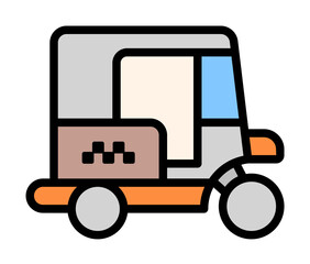 Poster - Tuk tuk, car icon. Simple color with outline elements of taxi service icons for ui and ux, website or mobile application on white background