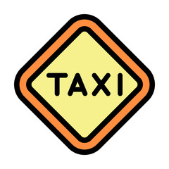 Poster - Sign icon. Simple color with outline elements of taxi service icons for ui and ux, website or mobile application on white background