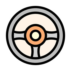 Poster - Steering wheel icon. Simple color with outline elements of taxi service icons for ui and ux, website or mobile application on white background