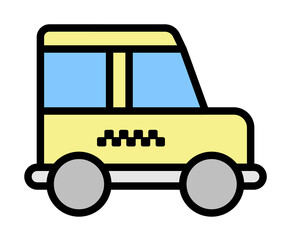 Poster - Taxi, car icon. Simple color with outline elements of taxi service icons for ui and ux, website or mobile application on white background