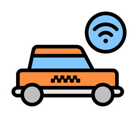 Poster - Taxi, car, accepted icon. Simple color with outline elements of taxi service icons for ui and ux, website or mobile application on white background