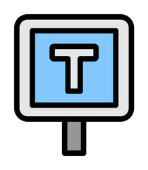 Poster - Taxi stop, sign icon. Simple color with outline elements of taxi service icons for ui and ux, website or mobile application on white background