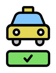 Poster - Taxi, approved icon. Simple color with outline elements of taxi service icons for ui and ux, website or mobile application on white background