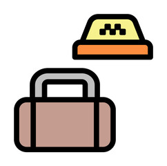 Poster - Luggage icon. Simple color with outline elements of taxi service icons for ui and ux, website or mobile application on white background