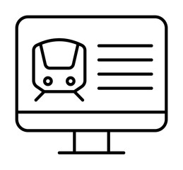 Poster - Computer online ticket train icon. Element of train station icon on white background