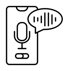 Poster - Smartphone, microphone, equalizer, message icon. Simple line, outline elements of voice assistant for ui and ux, website or mobile application on white background