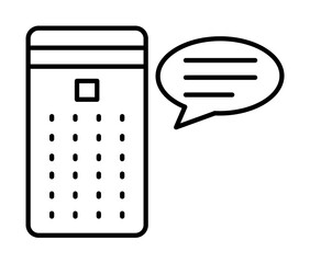 Poster - Echo dot, message icon. Simple line, outline elements of voice assistant for ui and ux, website or mobile application on white background